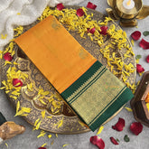 Vriksham Mango Yellow With Green Border Korvai Thirubuvanam Silk Saree-Pure Silk-VS4354