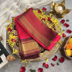 Vriksham Pinkish Red Thirubuvanam Silk Saree-Pure Silk-VS4361