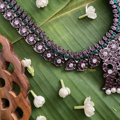 Vriksham Exquisite Black Polish Traditional Precious Kemp Manga Neckpiece-Pearl-G17573