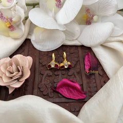 Vriksham Elegant Tirio Style Kundan Jadau Press Bugadi-White Red-J3554