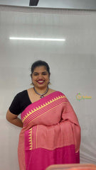 Vriksham Light Pink Striped Print Designer Ajrakh Modal Silk Saree-VS4653