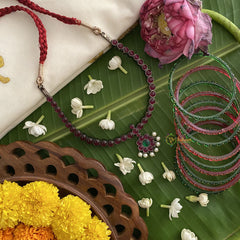 Vriksham Elegant Black Polish Traditional Precious Kemp Short Neckpiece-Pearl-G17571