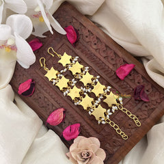 Vriksham Elegant Lotus Kundan Jadau Single Strand Maatil-Red Green & White-Rice Pearls-J3246