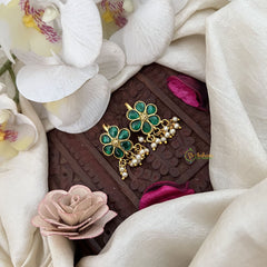 Vriksham Designer Jasmine Pearl Kundan Jadau Press Bugadi-Green-Pearl-J3542