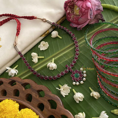 Vriksham Elegant Black Polish Traditional Precious Kemp Short Neckpiece-Pearl-G17571