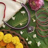 Vriksham Designer Black Polish Traditional Precious Kemp Short Neckpiece-Pearl-G17572