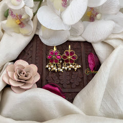 Vriksham Designer Jasmine Pearl Kundan Jadau Press Bugadi-Red-Pearl-J3541