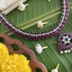 Vriksham Designer Black Polish Traditional Precious Kemp Short Neckpiece-Pearl-G17572