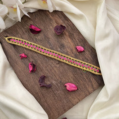 Vriksham Red Kundan Jadau High Neck Choker-J2949