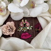 Vriksham Elegant Mayura Kundan Jadau Press Bugadi-Green Red & White-Pearl-J3545