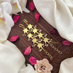 Vriksham Unique Floral Kundan Jadau Single Strand Maatil-Red Green & White-Rice Pearls-J3252