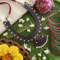 Vriksham Black Polish Precious Kemp 22 Manga Short Neckpiece-G17570