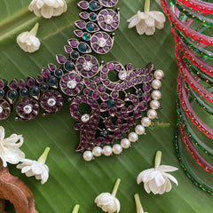 Vriksham Black Polish Precious Kemp 22 Manga Short Neckpiece-G17570