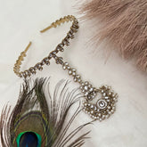 Vriksham Crescent Matha Patti Gold & Pearl Coted & Drop Tikka Headpiece-G22355