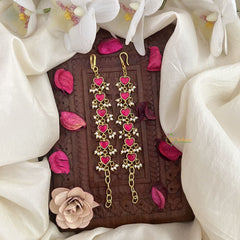 Vriksham Heart Shape Kundan Jadau Single Strand Maatil-Red-Pearls-J3250