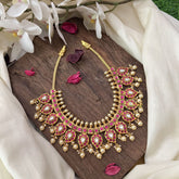 Vriksham Maanga Short Neckpiece-Red-Off White Bead-J2851