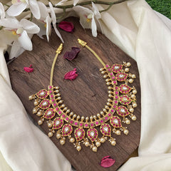 Vriksham Maanga Short Neckpiece-Red-Off White Bead-J2851