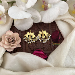 Vriksham Lotus Diya Style Jadau Press Bugadi-Red Green-J3567