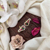 Vriksham Designer Peacock Pearl Coted Style Jadau Press Bugadi-Red Green-J3566