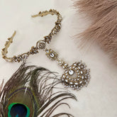 Vriksham Leaf Style Matha Patti Gold & Pearl Drop Tikka Headpiece-G22359