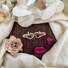 Vriksham Designer Peacock Pearl Coted Style Jadau Press Bugadi-Red Green-J3566