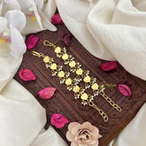 Vriksham Heart Shape Kundan Jadau Single Strand Maatil-Green-Pearls-J3251