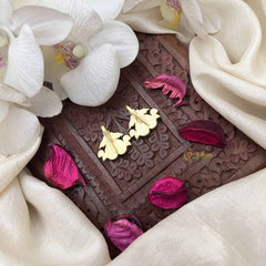 Vriksham Dual Peacock Style Kundan Jadau Press Bugadi-Red White & Green-J3954