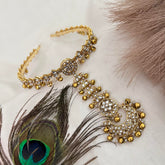 Vriksham Chandbali & Round Gold Tone Matha Patti Gold & Pearl Drop Tikka Headpiece-G22358