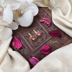 Vriksham Elegant Round Style Kundan Jadau Press Bugadi-Red White-J3951