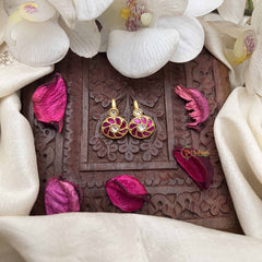 Vriksham Elegant Round Style Kundan Jadau Press Bugadi-Red White-J3951