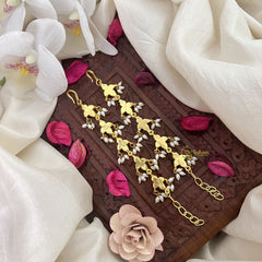 Vriksham Floral Kundan Jadau Single Strand Maatil-Red Green & White-Rice Pearls-J3245