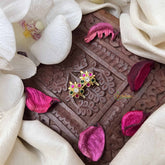 Vriksham Minimalist Round Floral Style Kundan Jadau Press Bugadi-Red Green & White-J3948