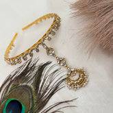 Vriksham Ethnic Sheeshphool Style Matha Patti Gold & Pearl Drop Tikka Headpiece-G22354