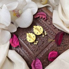 Vriksham Sun Floral Style With Half Moon Kundan Jadau Press Bugadi-Blue Green & White-J3947