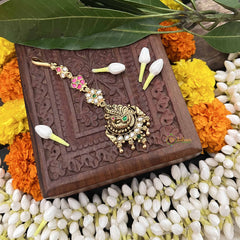 Vriksham Peacock Design Style 1 Gram Gold Maang Tikka-G20346