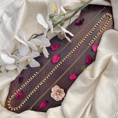 Vriksham Unique Gold Look Alike Gold Bead & White Pearl Thin Hip Chain-G17966