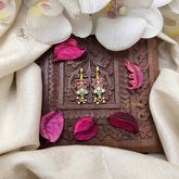 Vriksham Rose Style Kundan Jadau Press Bugadi-Red White Green -Pearls-J3952