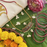 Vriksham Precious Kemp High Neck Choker-Pearl-Red Green-G17538