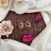 Vriksham Designer Lotus Shape Kundan Jadau Press Bugadi-Red Green-J3510