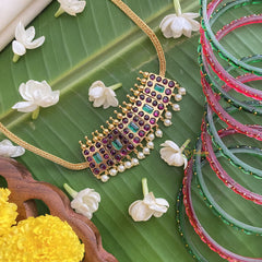 Vriksham Precious Kemp High Neck Choker-Pearl-Red Green-G17538