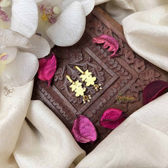 Vriksham Rose Style Kundan Jadau Press Bugadi-Red White Green -Pearls-J3952