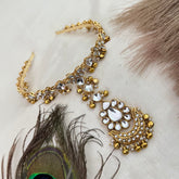 Vriksham Statement Polki Kundan Matha Patti Gold & Pearl Drop& Ghungroo Tikka Headpiece-G22363