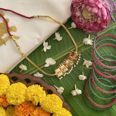 Vriksham Precious Kemp High Neck Choker-Pearl-Red Green-G17538