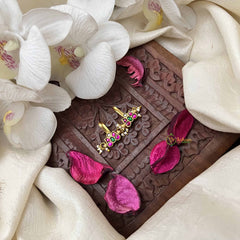 Vriksham Butterfly Style Kundan Jadau Press Bugadi-Red White & Green-Pearls-J3955