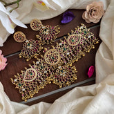 Precious Kemp Stone High Neck Choker-Gold Bead-G14150