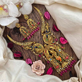 Vriksham Classic Dual Peacock & Lord Krishna Hasli Choker-Red Bead-G21665