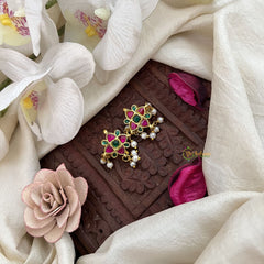 Vriksham Antique Floral Kundan Jadau Press Bugadi-Green Red-Pearl-J3550