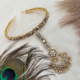 Vriksham Boho-Chic Vibe Chandbali Kundan Matha Patti Gold & Pearl Drop Tikka Headpiece-G22365