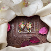 Vriksham Designer Gold-Plated Lotus Kundan Press Bugadi-Red Green-pearls-J3942