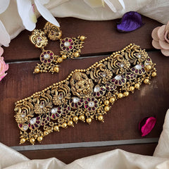 Premium Mayil Lakshmi High Neck Choker-Gold Bead-G14151